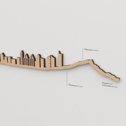Textura de la madera marrón en el skyline Benidorm.