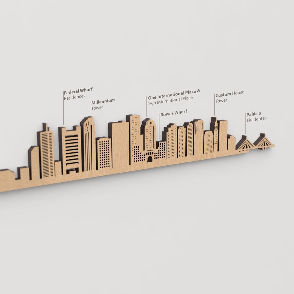 Textura de la madera marrón en el skyline Boston.