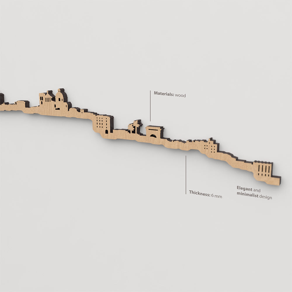 Textura de la madera marrón en el skyline Cagliari.