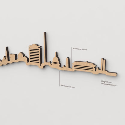 Veta y textura de la madera marrón en la silueta skyline de Dublín.