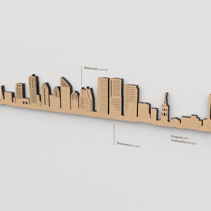 Textura de la madera marrón en el skyline La Haya.