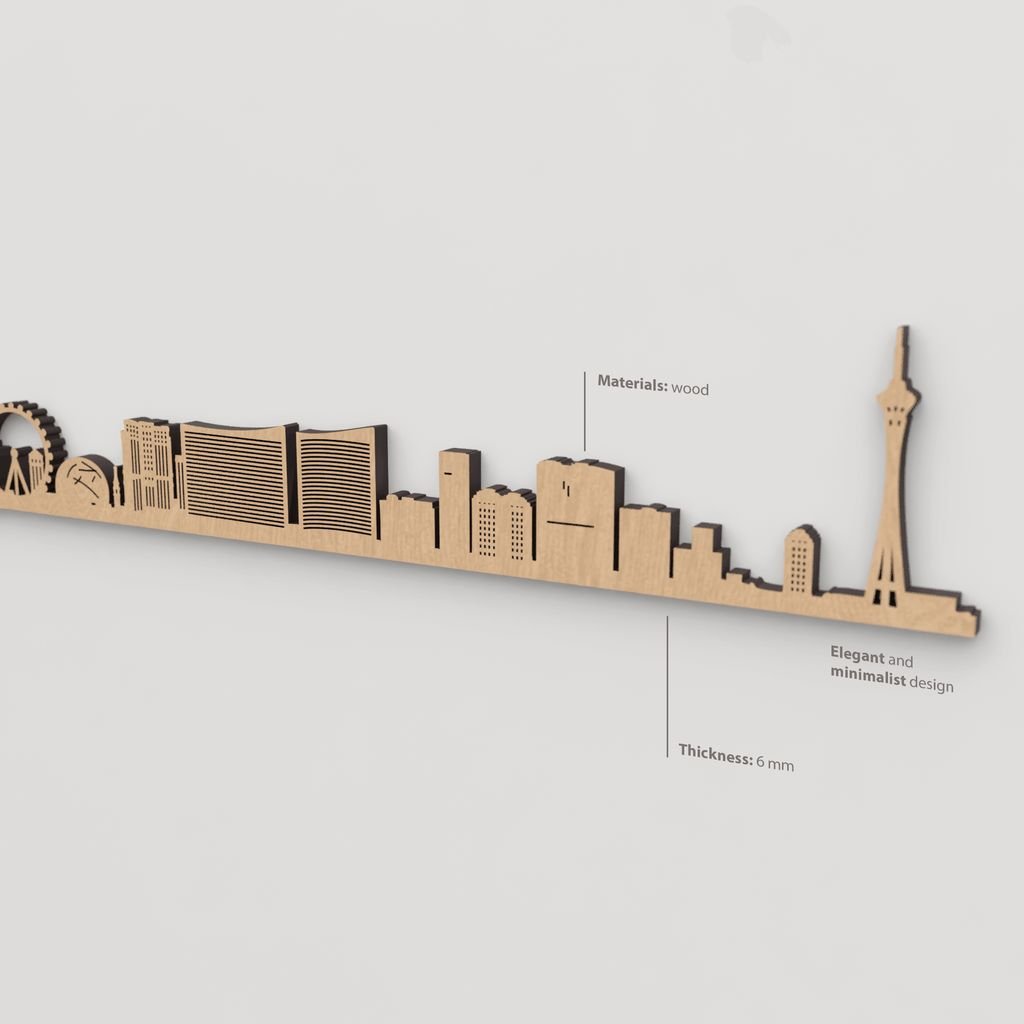 Textura de la madera marrón en el skyline Las Vegas.