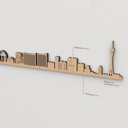 Textura de la madera marrón en el skyline Las Vegas.