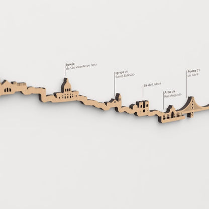 Textura de la madera marrón en el skyline Lisboa.