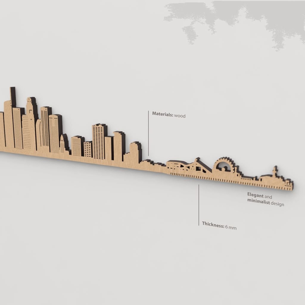 Textura de la madera marrón en el skyline Los Angeles.