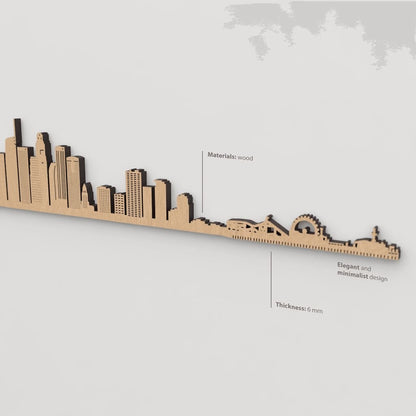 Textura de la madera marrón en el skyline Los Angeles.
