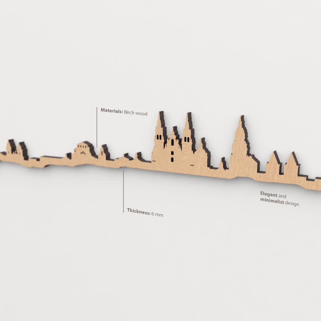 Textura de la madera marrón en el skyline Santiago de Compostela.