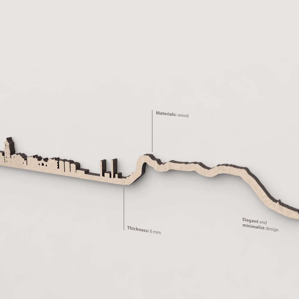 Textura y acabado en madera clara del skyline de Algeciras.