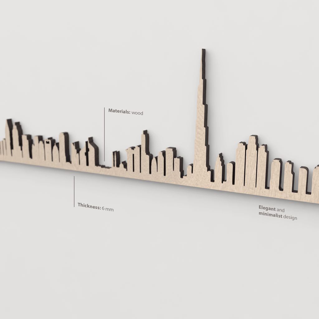 Textura y veta visible en la versión natural del skyline de Dubái.