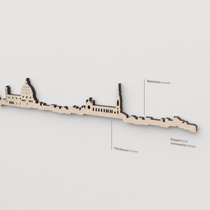 Textura y acabado en madera negra del skyline de Florencia.