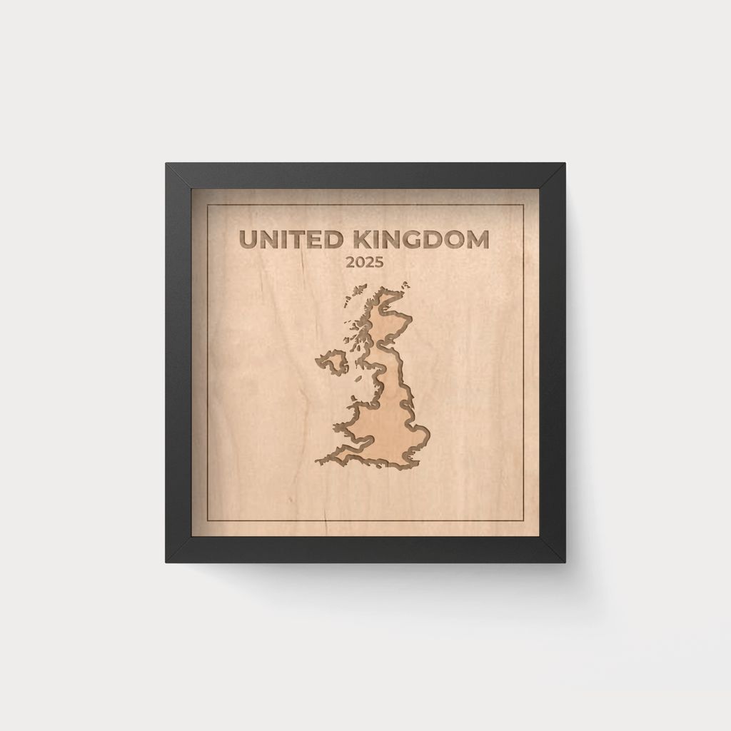 City Map Silueta Reino Unido en Madera – Cuadro Personalizado 20x20