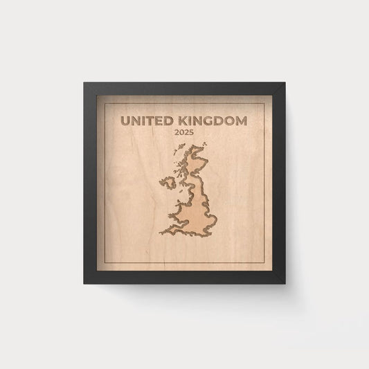 City Map Silueta Reino Unido en Madera – Cuadro Personalizado 20x20