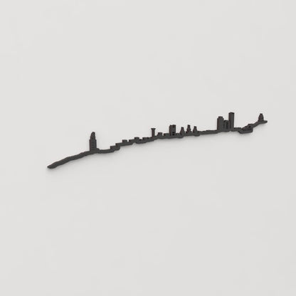 Perspectiva lateral del skyline A Coruña en madera negra.