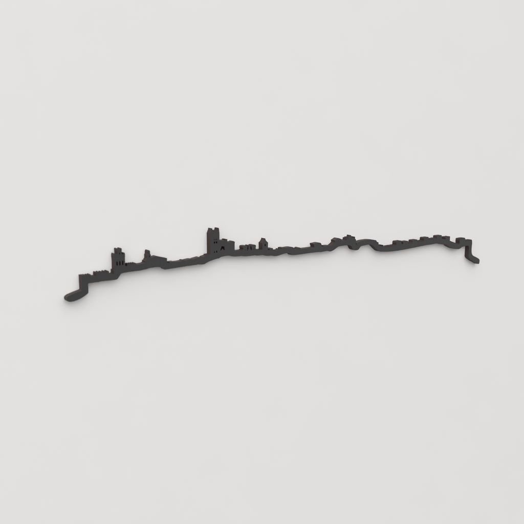 Perspectiva lateral del skyline Ávila en madera negra.