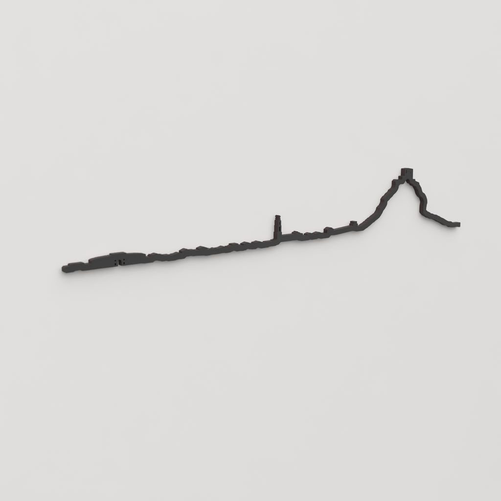 Perspectiva lateral del skyline Belmez en madera negra.