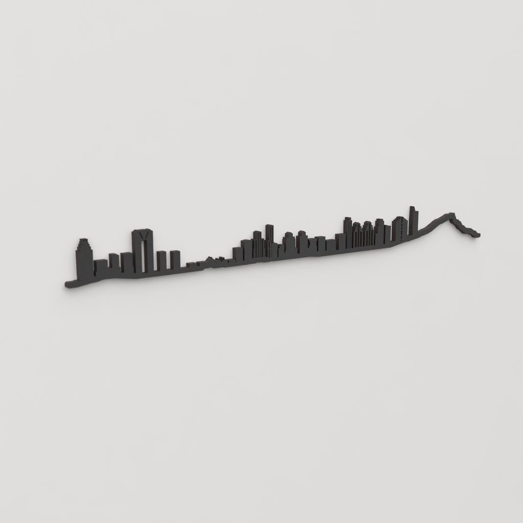 Perspectiva lateral del skyline Benidorm en madera negra.