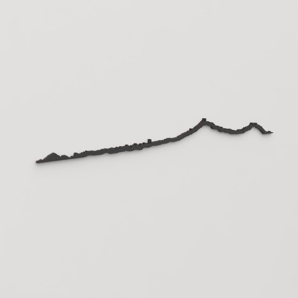 Perspectiva lateral del skyline Blanes en madera negra.