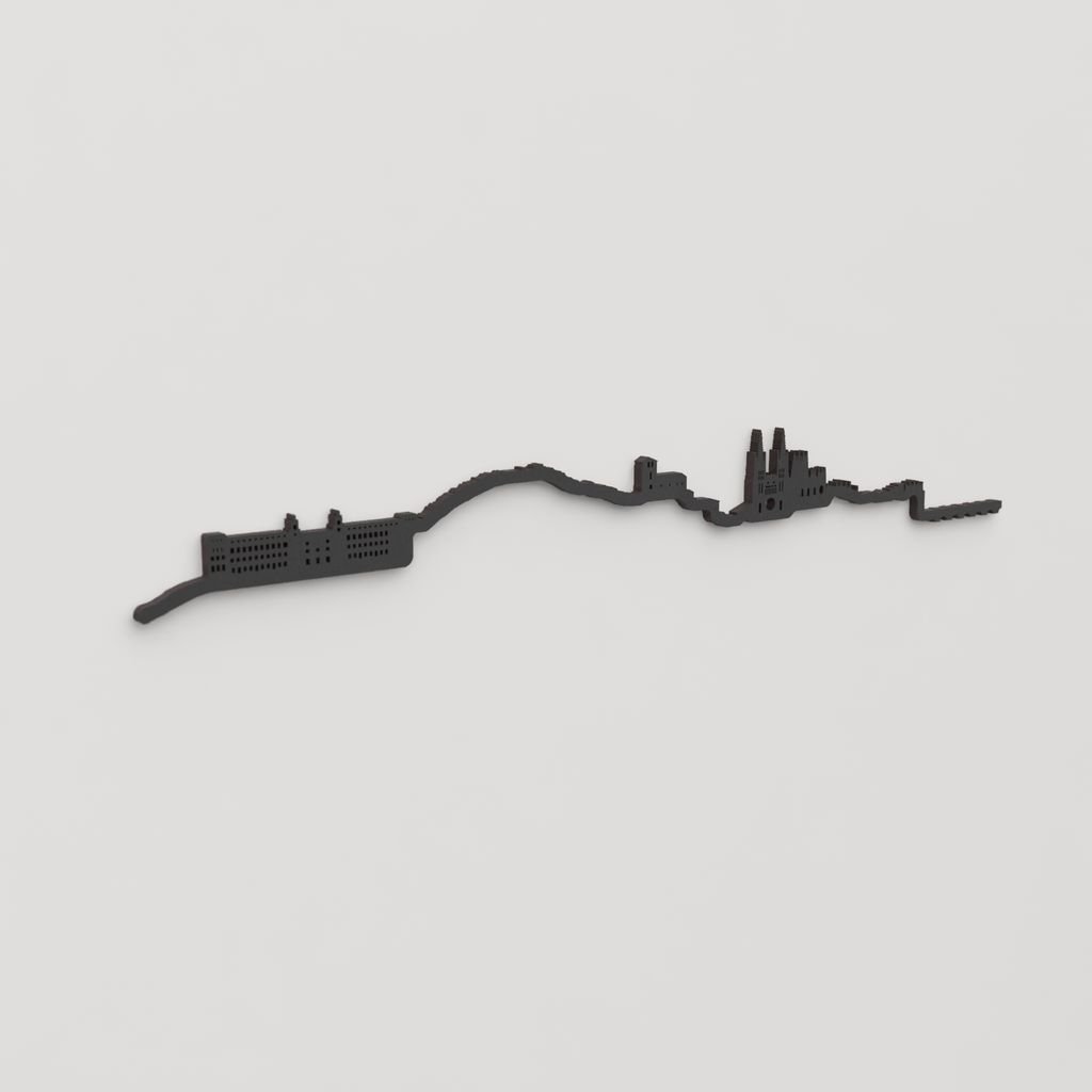 Perspectiva lateral del skyline Burgos en madera negra.