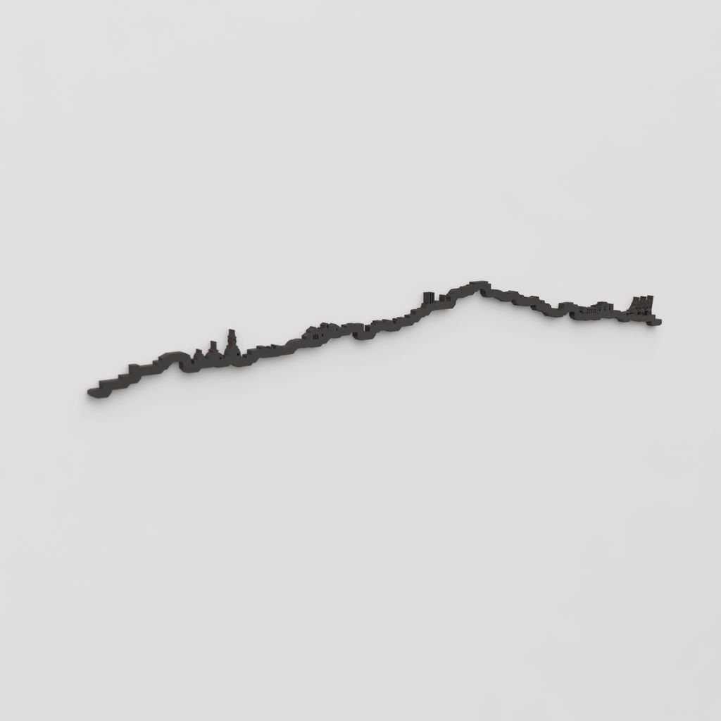 Perspectiva lateral del skyline Cartagena en madera negra.