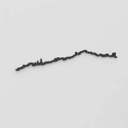 Perspectiva lateral del skyline Cartagena en madera negra.