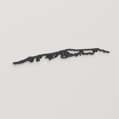 Perspectiva lateral del skyline Esjan en madera negra.