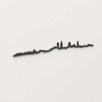 Perspectiva lateral del skyline Gante en madera negra.