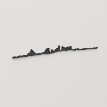 Perspectiva lateral del skyline Guadalajara en madera negra.