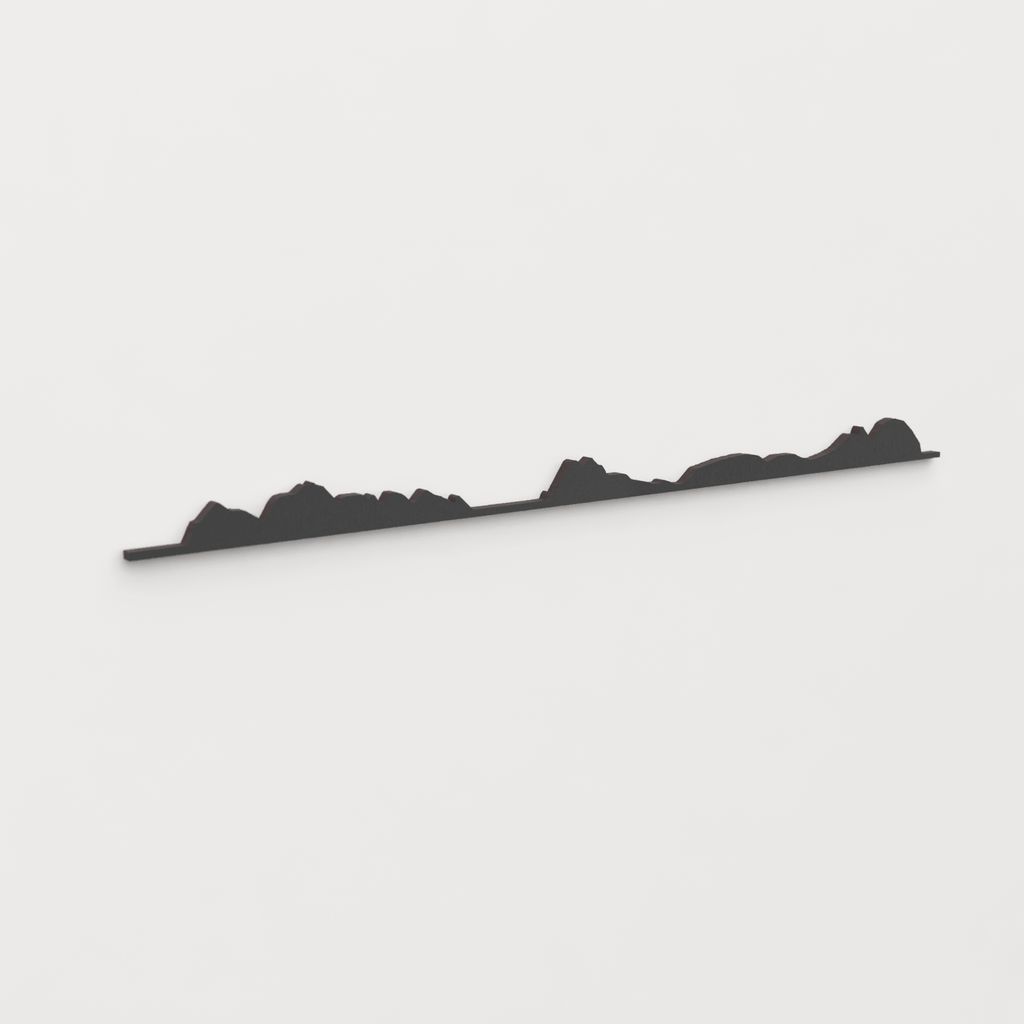 Perspectiva lateral del skyline Islas Cíes en madera negra.