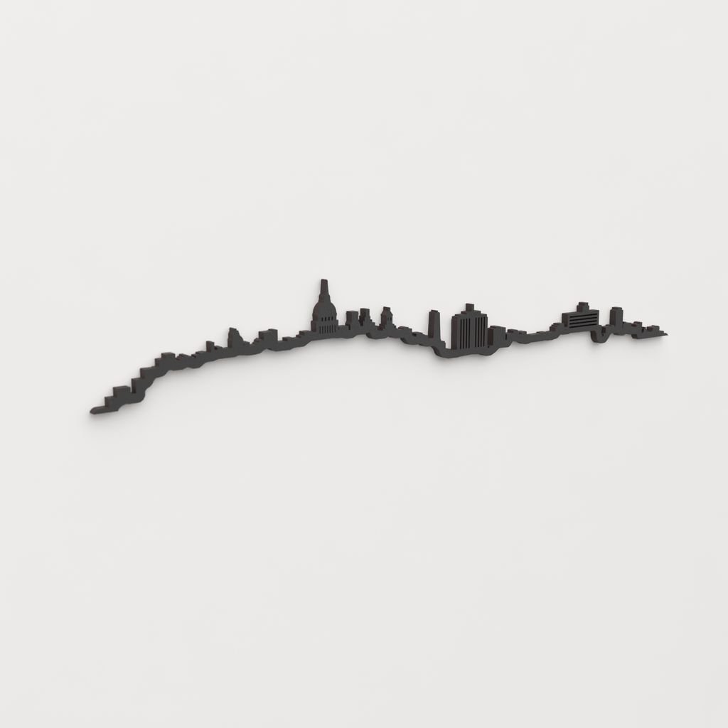 Perspectiva lateral del skyline La Habana en madera negra.