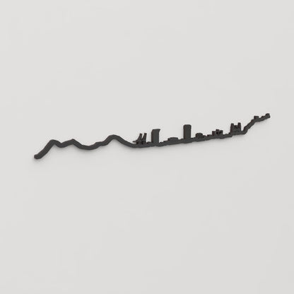 Perspectiva lateral del skyline Las Palmas de Gran Canaria en madera negra.