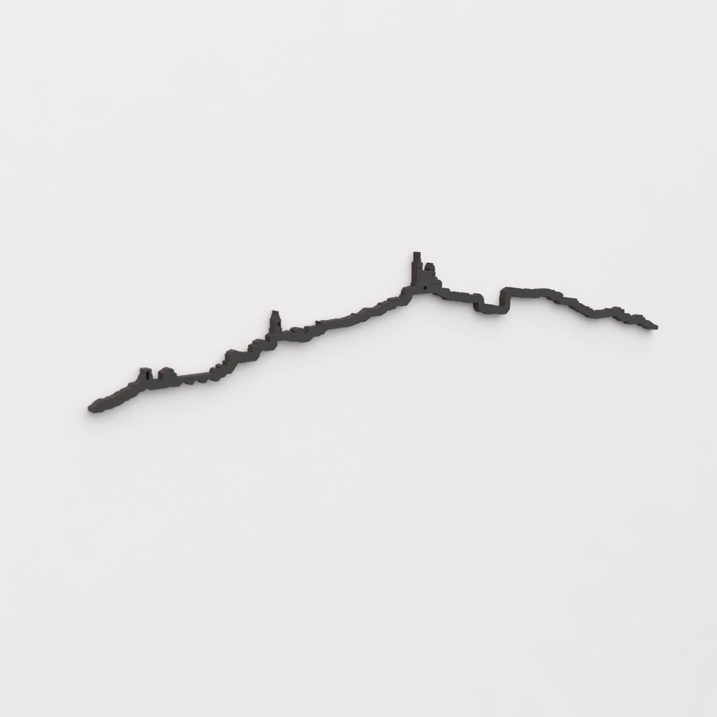 Perspectiva lateral del skyline Marsella en madera negra.