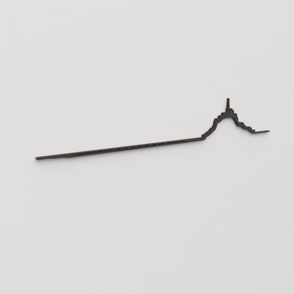 Perspectiva lateral del skyline Mont Saint-Michel en madera negra.