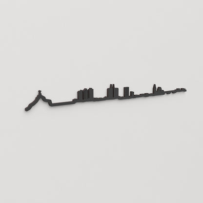 Perspectiva lateral del skyline Murcia en madera negra.