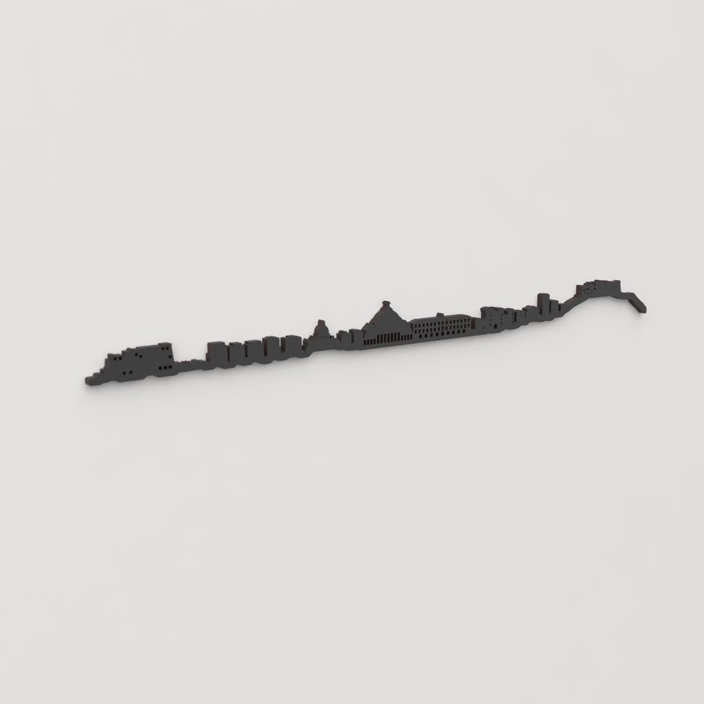 Perspectiva lateral del skyline Nápoles en madera negra.