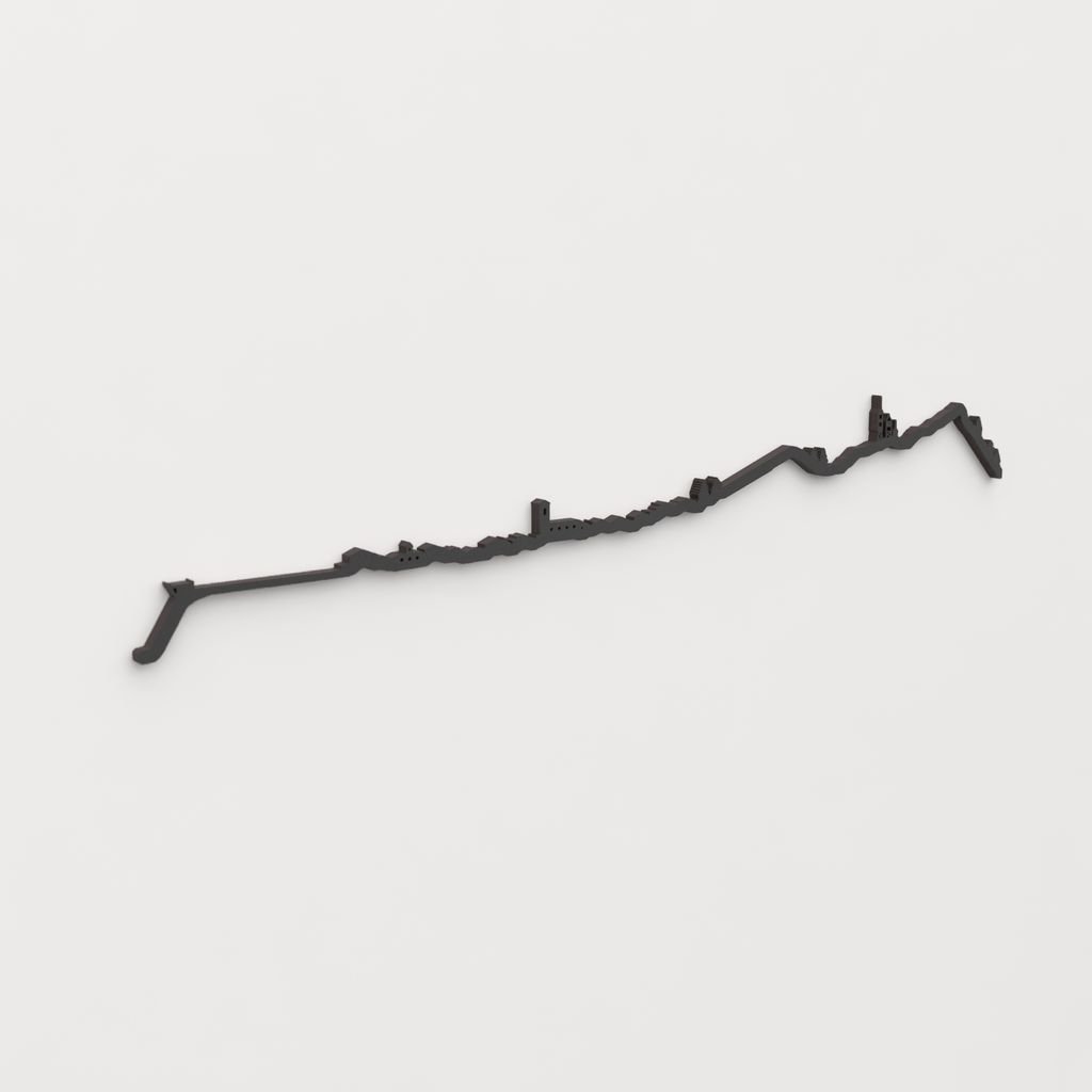 Perspectiva lateral del skyline Navacerrada en madera negra.