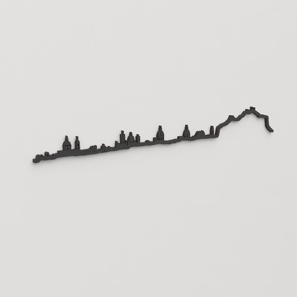 Perspectiva lateral del skyline Palermo en madera negra.