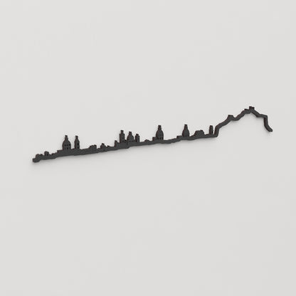 Perspectiva lateral del skyline Palermo en madera negra.