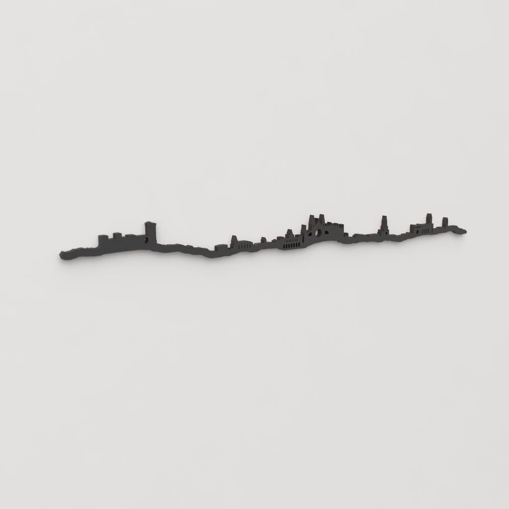 Perspectiva lateral del skyline Palma en madera negra.