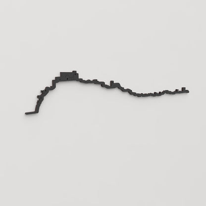 Perspectiva lateral del skyline Peñíscola en madera negra.