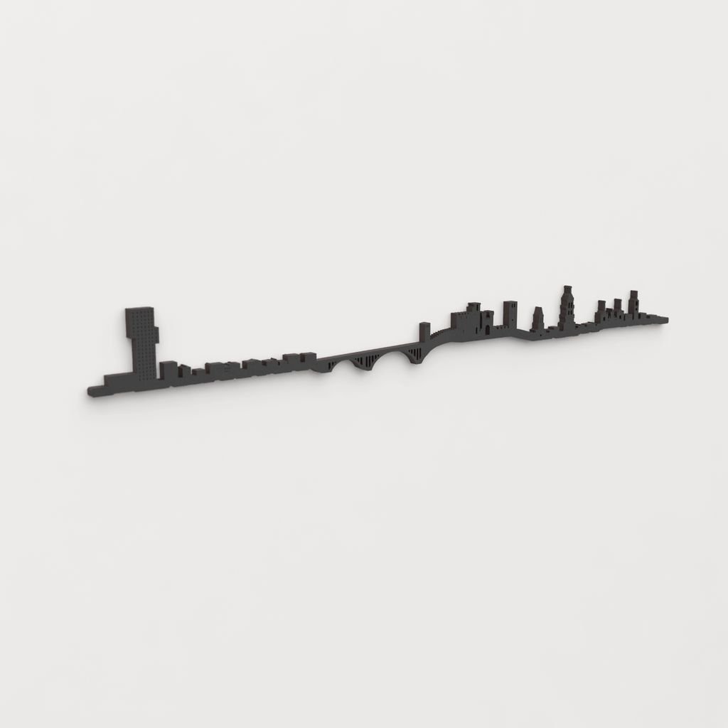 Perspectiva lateral del skyline Ponferrada en madera negra.