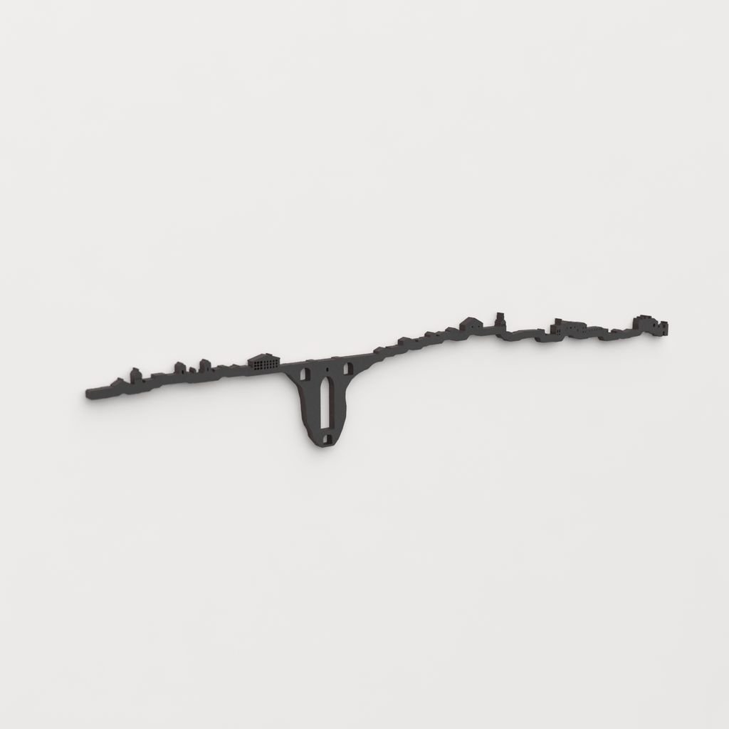 Perspectiva lateral del skyline Ronda en madera negra.