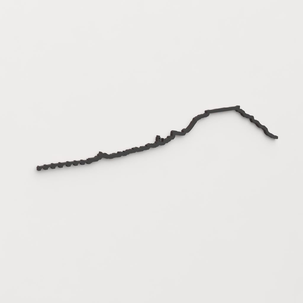 Perspectiva lateral del skyline San Esteban de Gormaz en madera negra.