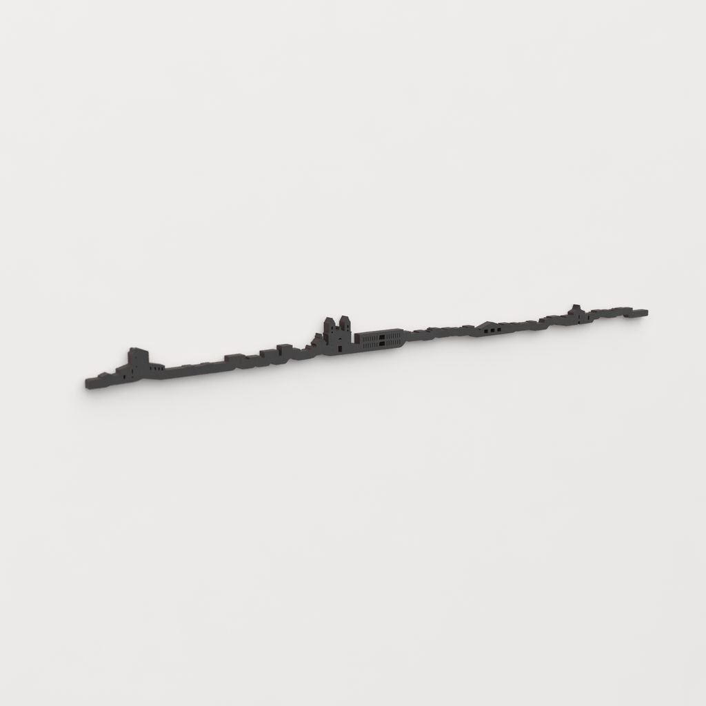 Perspectiva lateral del skyline Sant Joan d’Alacant en madera negra.