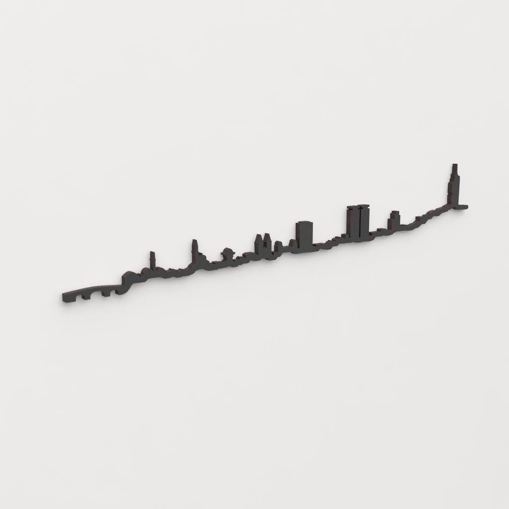 Perspectiva lateral del skyline Sarajevo en madera negra.