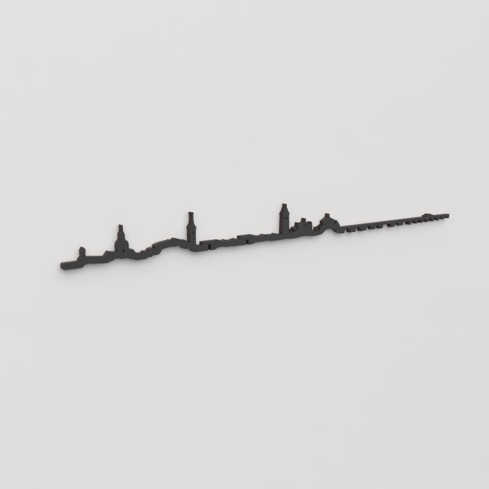 Perspectiva lateral del skyline Talavera de la Reina en madera negra.