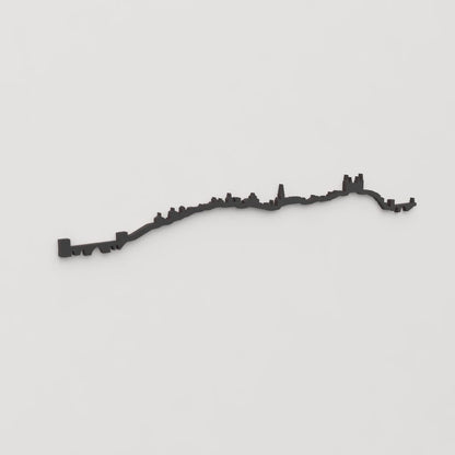 Perspectiva lateral del skyline Toledo en madera negra.