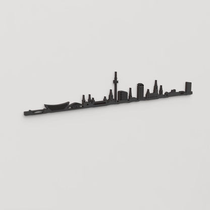 Perspectiva lateral del skyline Wuppertal en madera negra.