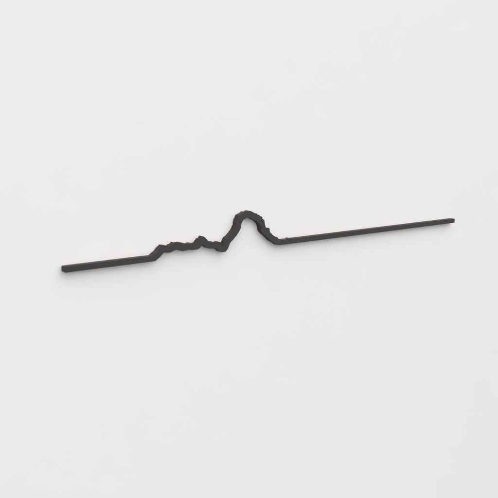 Perspectiva en ángulo de la silueta de Es Vedrà en madera decorativa.