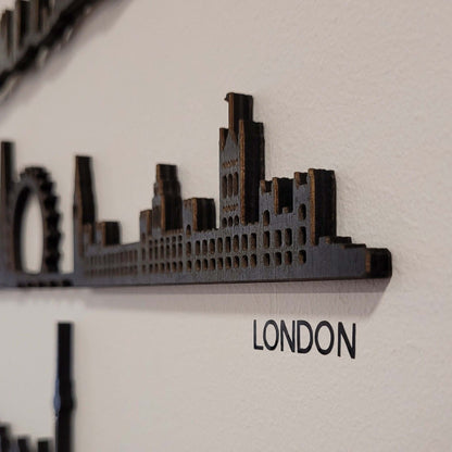 Todas tus ciudades con letras adhesivas skyline in wood - Skylinecity